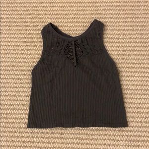 Free People Charcoal Gray Racerback Crop Top